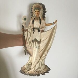 Native American statue real gold and jade accents